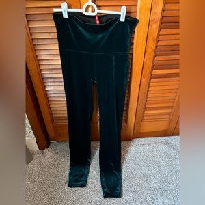 Spanx Emerald Green Velvet High-Waisted Leggings Pants